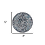 6' Gray Round Medallion Power Loom Area Rug