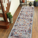 4' x 6' Orange Floral Power Loom Area Rug