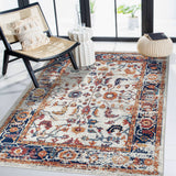 6' Orange Round Floral Power Loom Area Rug