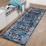 2' X 6' Blue Floral Power Loom Runner Rug