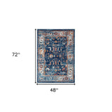 2' X 6' Blue Floral Power Loom Runner Rug