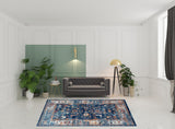8' x 10' Blue Floral Power Loom Area Rug