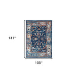 8' x 10' Blue Floral Power Loom Area Rug