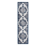 10' Navy Blue Medallion Power Loom Runner Rug