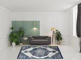 8' x 10' Blue and Gray Medallion Power Loom Area Rug