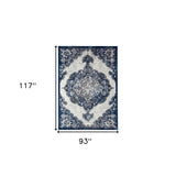 8' x 10' Blue and Gray Medallion Power Loom Area Rug