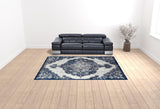 9' x 12' Navy Blue Medallion Power Loom Area Rug