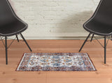 2' x 3' Brown Floral Power Loom Area Rug