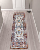 10' Brown Floral Power Loom Runner Rug