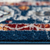 6' Blue Round Floral Power Loom Area Rug