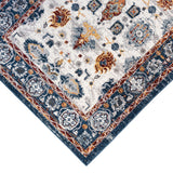 6' Blue Round Floral Power Loom Area Rug