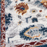 6' Blue Round Floral Power Loom Area Rug