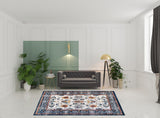 8' x 10' Blue Floral Power Loom Area Rug