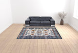 9' x 12' Blue Floral Power Loom Area Rug