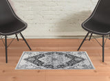 2' x 3' Gray Medallion Power Loom Area Rug