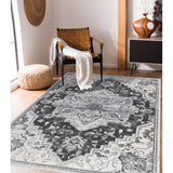 9' x 12' Gray Medallion Power Loom Area Rug