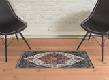 2' x 3' Brown Medallion Power Loom Area Rug