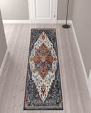 10' Brown Medallion Power Loom Runner Rug