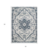 5' x 7' Dark Blue Medallion Power Loom Area Rug