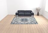 9' x 12' Dark Blue Medallion Power Loom Area Rug