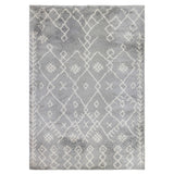 10' Gray and Ivory Geometric Shag Runner Rug