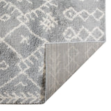 8' x 11' Gray and Ivory Geometric Shag Area Rug