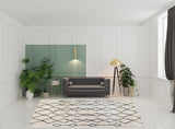 8' x 11' Gray and Ivory Geometric Shag Area Rug