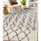 8' x 11' Gray and Ivory Geometric Shag Area Rug