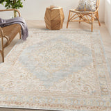 4' x 6' Blue and Gray Medallion Power Loom Area Rug