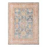 9' X 13' Blue Floral Power Loom Area Rug