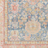 8' Blue Floral Power Loom Runner Rug