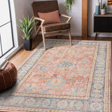 4' x 6' Coral Floral Power Loom Area Rug