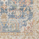 8' Blue Floral Power Loom Runner Rug