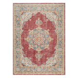 4' x 6' Red Medallion Power Loom Area Rug