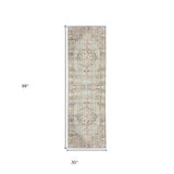 9' X 13' Sea Green Medallion Power Loom Area Rug