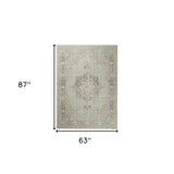 4' x 6' Sea Green Medallion Power Loom Area Rug