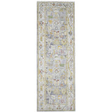 8' Blue Floral Power Loom Runner Rug