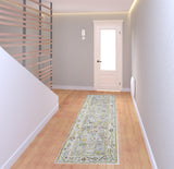 8' Blue Floral Power Loom Runner Rug