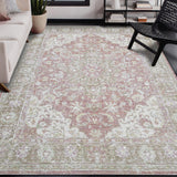 5' x 7' Coral Medallion Power Loom Area Rug