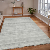 7' x 10' Charcoal Geometric Flatweave Handmade Distressed Area Rug