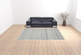 8' X 12' Charcoal Geometric Flatweave Handmade Distressed Area Rug