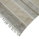 5' x 7' Brown Geometric Flatweave Handmade Distressed Area Rug With Fringe