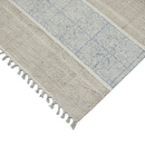 3' X 5' Blue Oriental Flatweave Handmade Distressed Area Rug With Fringe