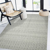 5' x 7' Gray Geometric Flatweave Handmade Distressed Area Rug With Fringe