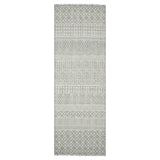 8' Gray Geometric Flatweave Handmade Distressed Runner Rug With Fringe