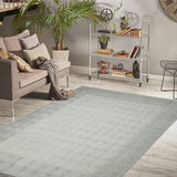 5' x 7' Blue Geometric Flatweave Handmade Distressed Area Rug With Fringe