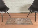 2' x 3' Taupe Medallion Power Loom Area Rug With Fringe