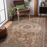 2' x 3' Taupe Medallion Power Loom Area Rug With Fringe