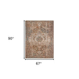 4' x 6' Taupe Medallion Power Loom Area Rug With Fringe