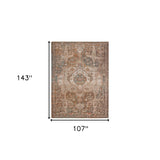 7' x 9' Taupe Medallion Power Loom Area Rug With Fringe